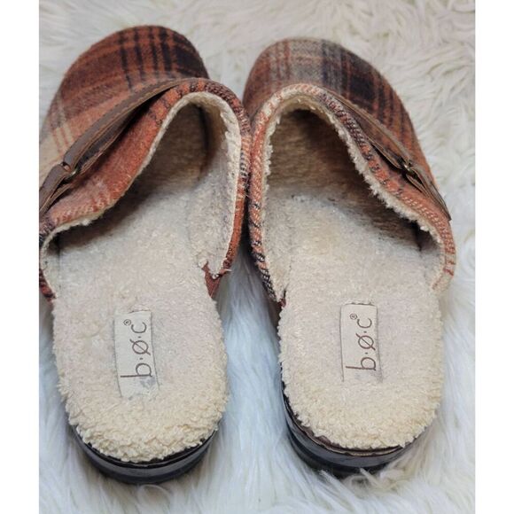 B.O.C. Born MAE Orange Wool Plaid Lined Clog Women's Size 8M Heels - Picture 3 of 11